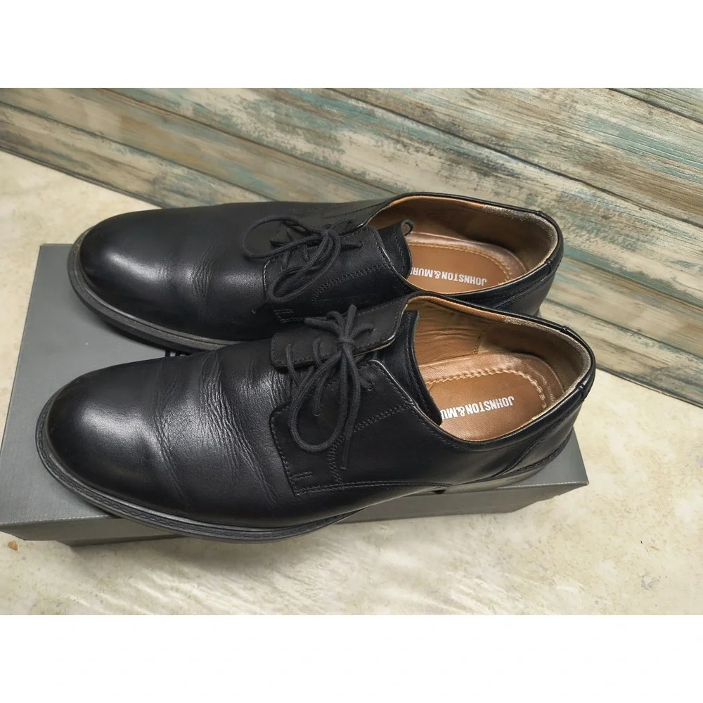 Johnston & Murphy Men's Tabor Dress Plain Toe Shoe Black Calfskin Men's Size 10m